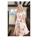 Pink and Cream Floral Print Fit and Flare Dress