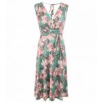 Green and Pink Floral Fit and Flare Dress