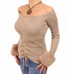 Mocha Faux Fur off the Shoulder Jumper