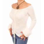 Ivory Faux Fur off the Shoulder Jumper