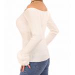 Ivory Faux Fur off the Shoulder Jumper