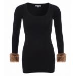 Black Faux Fur Scoop Neck Jumper