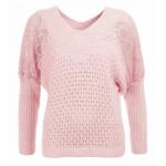 Pink Lace Detail Batwing Jumper