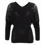 Black Lace Detail Batwing Jumper