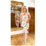 White Floral Sleeveless Pencil Dress