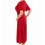 Red Waterfall Sleeve Fit and Flare Dress