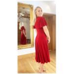 Red Waterfall Sleeve Fit and Flare Dress