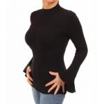 Black Ribbed Bell Sleeve Jumper