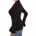 Black Ribbed Bell Sleeve Jumper