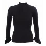 Black Ribbed Bell Sleeve Jumper