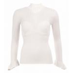 White Ribbed Bell Sleeve Jumper