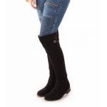 Black Suede Effect over the Knee Flat Boots