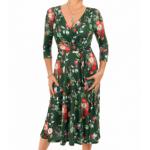 Green Floral and Bullfinch Dress