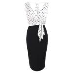 Black and Ivory Spot Print Sleeveless Dress