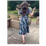 Pink and Blue Floral Print Fit and Flare Dress