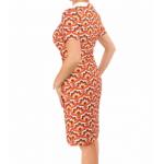 Orange and Brown Retro Print A Line Short Dress