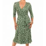 Green Floral Print Wrap Dress