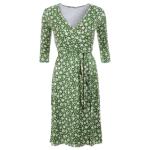 Green Floral Print Wrap Dress