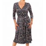 Black Ditsy Print Wrap Dress