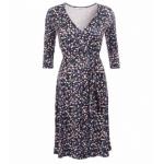 Black Ditsy Print Wrap Dress