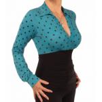 Teal Polka Dot Printed Corset Top