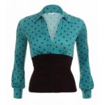 Teal Polka Dot Printed Corset Top