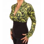 Green Retro Print Corset Top