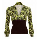 Green Retro Print Corset Top