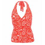 Red and White Print Halter Neck Top