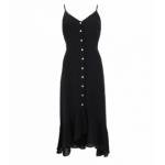 Black Button Through Dip Hem Dress