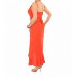 Orange Button Through Dip Hem Dress