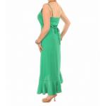 Green Button Through Dip Hem Dress