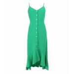 Green Button Through Dip Hem Dress