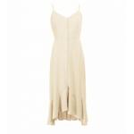 Beige Button Through Dip Hem Dress