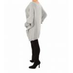 Light Grey Oversized V Neck Jumper