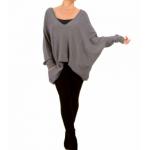 Dark Grey Oversized V Neck Jumper