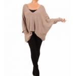 Mocha Oversized V Neck Jumper