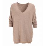 Mocha Oversized V Neck Jumper