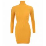 Mustard Ribbed Polo Neck Long Jumper