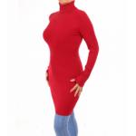 Red Ribbed Polo Neck Long Jumper