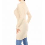 Oatmeal Ribbed Polo Neck Long Jumper