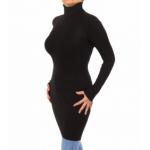 Black Ribbed Polo Neck Long Jumper