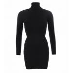 Black Ribbed Polo Neck Long Jumper