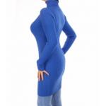 Royal Blue Ribbed Polo Neck Long Jumper