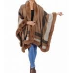 Camel Faux Fur Trim Cape