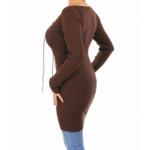 Brown Lace up Ribbed Jumper