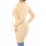 Cream Lace up Ribbed Jumper
