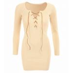 Cream Lace up Ribbed Jumper