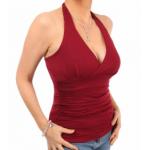 Wine Figure Hugging Halter Neck Top