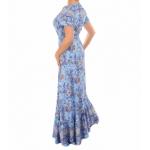 Blue Paisley Print Button Through Maxi Dress